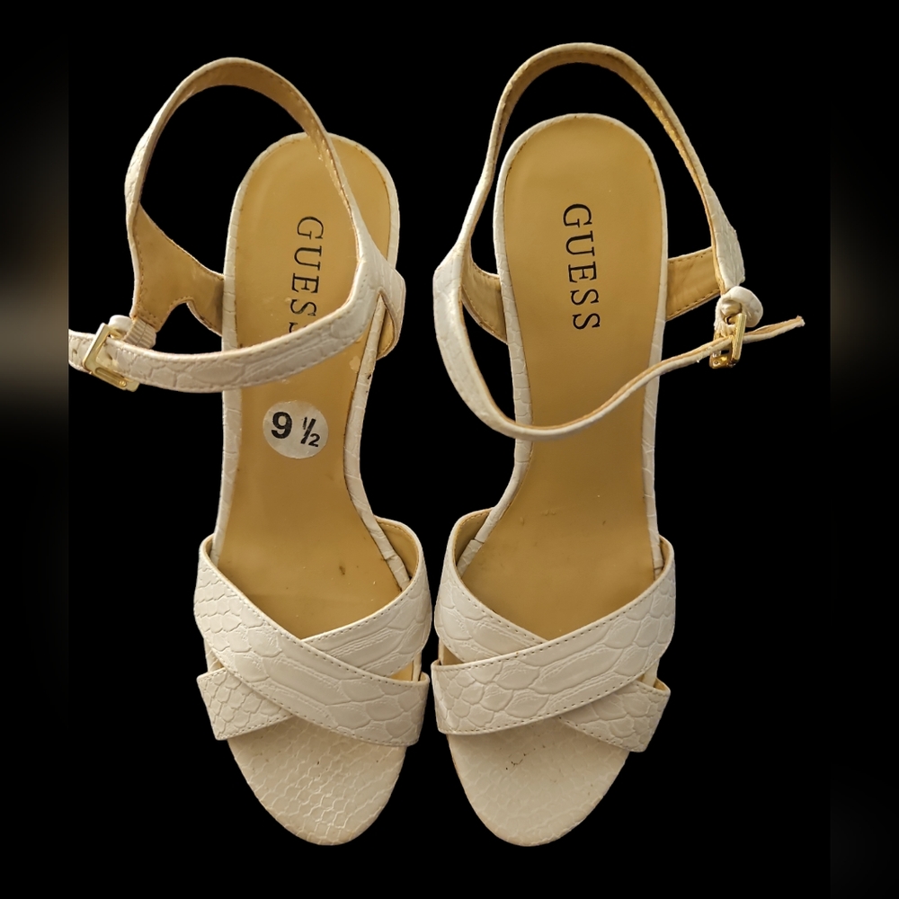Guess White Sandal Wedges